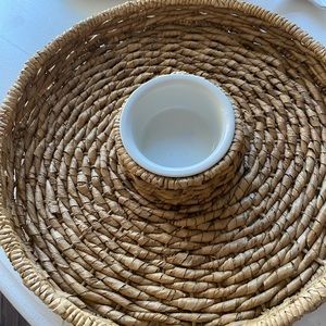 William Sonoma Woven Basket with Ceramic Bowl